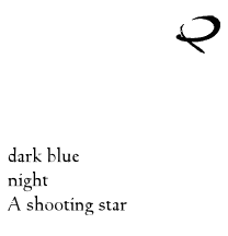 Dark blue night. A shooting star.